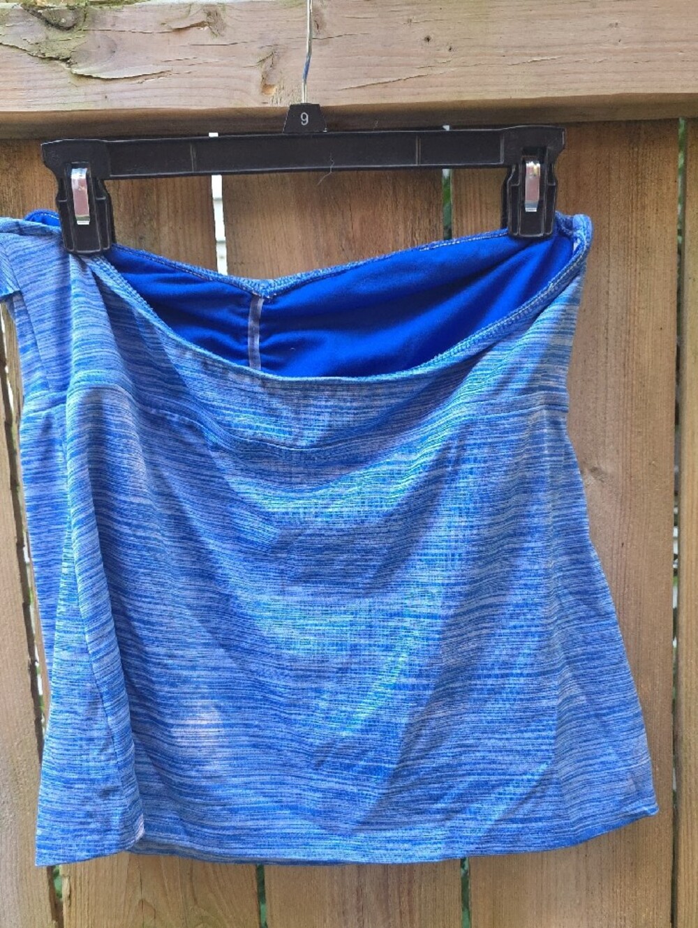 Blue Space-Dyed Ruffle Tube Top - Picture 2 of 3